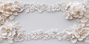 白色蕾丝花朵边框装饰图