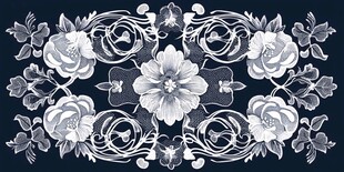 黑白花卉复古装饰图案