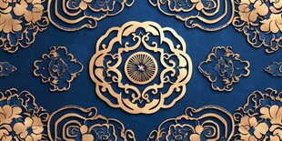 中式古典金色花纹背景图