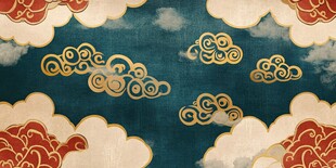 中式古典祥云纹理背景图