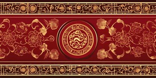 中式古典红金花纹装饰图