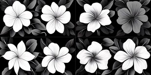 黑白花卉图案设计素材