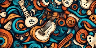 多彩乐器抽象艺术图案