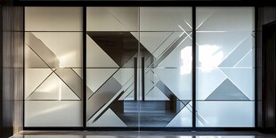 几何图案玻璃推拉门