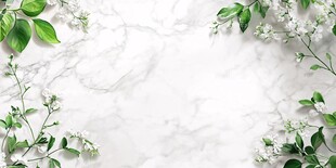 大理石上的绿植花卉景致