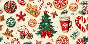 圣诞主题装饰与美食图案