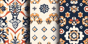 复古风多彩花卉图案集合