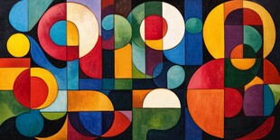 抽象几何色彩构成画作