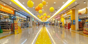 商场内景 黄色气球装点空间