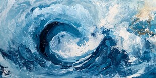 蓝色汹涌海浪艺术画作