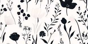 黑白花卉图案背景纹理