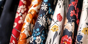 多彩花卉印花布料展示