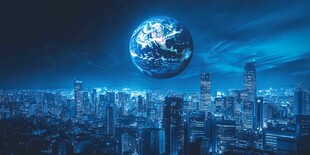 科技地球与现代都市夜景