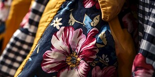 多彩花卉拼接风服饰细节