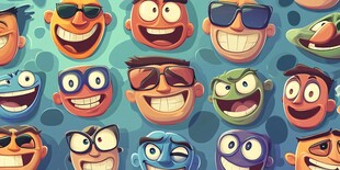 多彩卡通笑脸图案集合