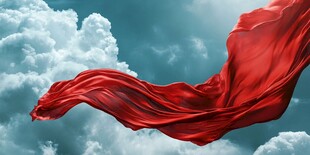 飞扬红绸映蓝天