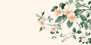 粉色花卉枝叶插画