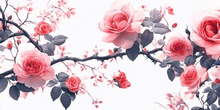 粉色玫瑰繁花枝头绽放