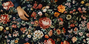 手触绚丽花卉印花布料