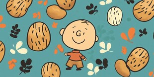 卡通小孩与坚果欢乐图案