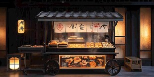 古风日式美食售卖车