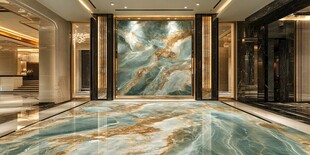 奢华大理石装饰的大厅空间