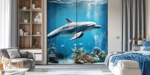 海底海豚卧室背景墙设计