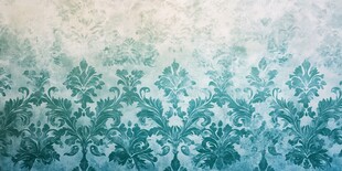 渐变青绿色复古花纹背景