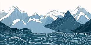 蓝调山水间的壮丽风光