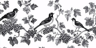 黑白花鸟图案装饰画