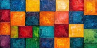 多彩方块抽象艺术画作