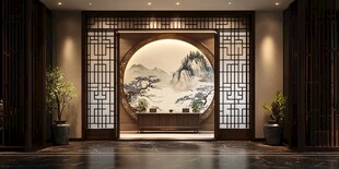 中式典雅玄关 山水意境美