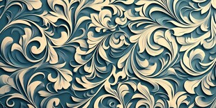 蓝白复古花纹立体装饰图案