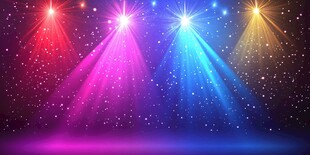 多彩舞台灯光闪耀背景