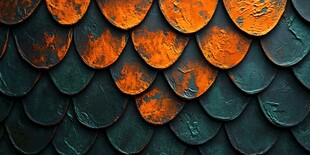 复古鱼鳞瓦片纹理特写