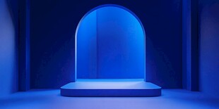 蓝色梦幻拱形展示空间