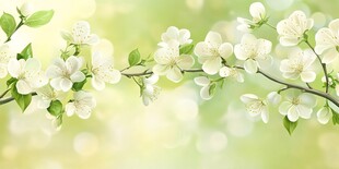 春日绽放的洁白花枝