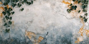 斑驳墙面上的翠绿藤蔓