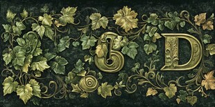 复古藤蔓环绕字母装饰图