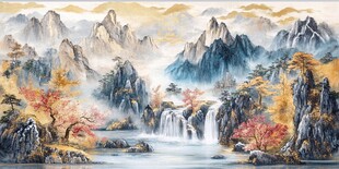 金秋山水间 瀑布映秋色