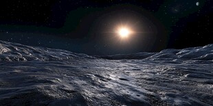 月球表面的壮丽日出景观