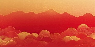 红日云海山峦中式背景图