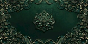 深绿浮雕花纹背景图案