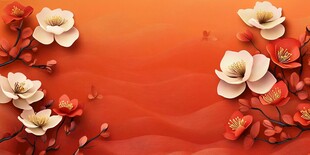 橙底玉兰花枝背景图