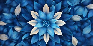 蓝色花卉抽象艺术图案