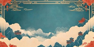 古风山水中式意境背景图
