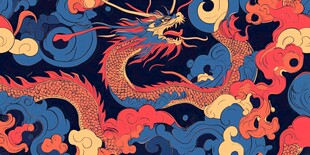 中式龙纹祥云传统图案