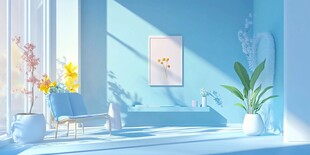 清新蓝色系室内温馨一角