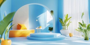 梦幻蓝调室内绿植休闲空间