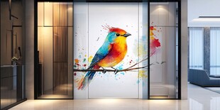多彩小鸟装饰的时尚室内门